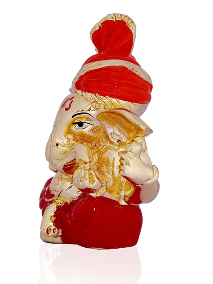 Ganesha Made In Gold Plating Base with Red Dhoti