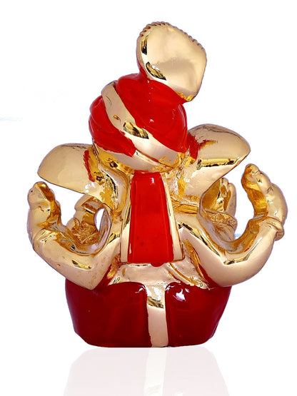 Ganesha Made In Gold Plating Base with Red Dhoti