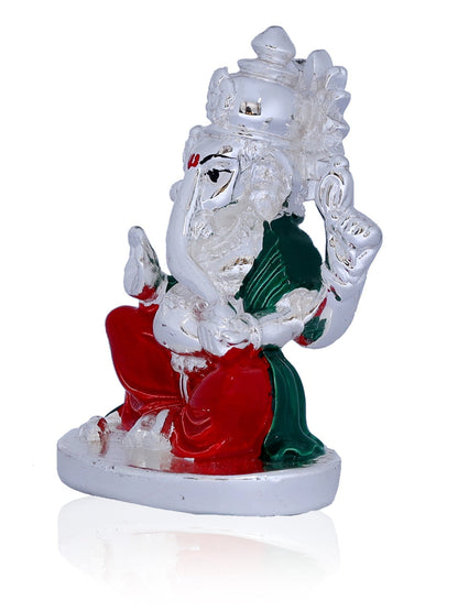 Ganesha Made In Silver Plating with Red Dhoti