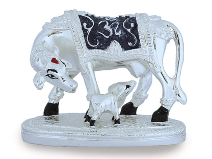 Silver Plated Resin Cow Made