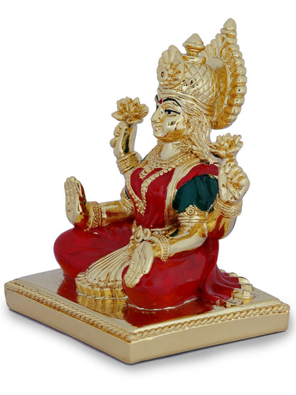 Resin Laxmi Ji Made In Gold Plating with Red Saree
