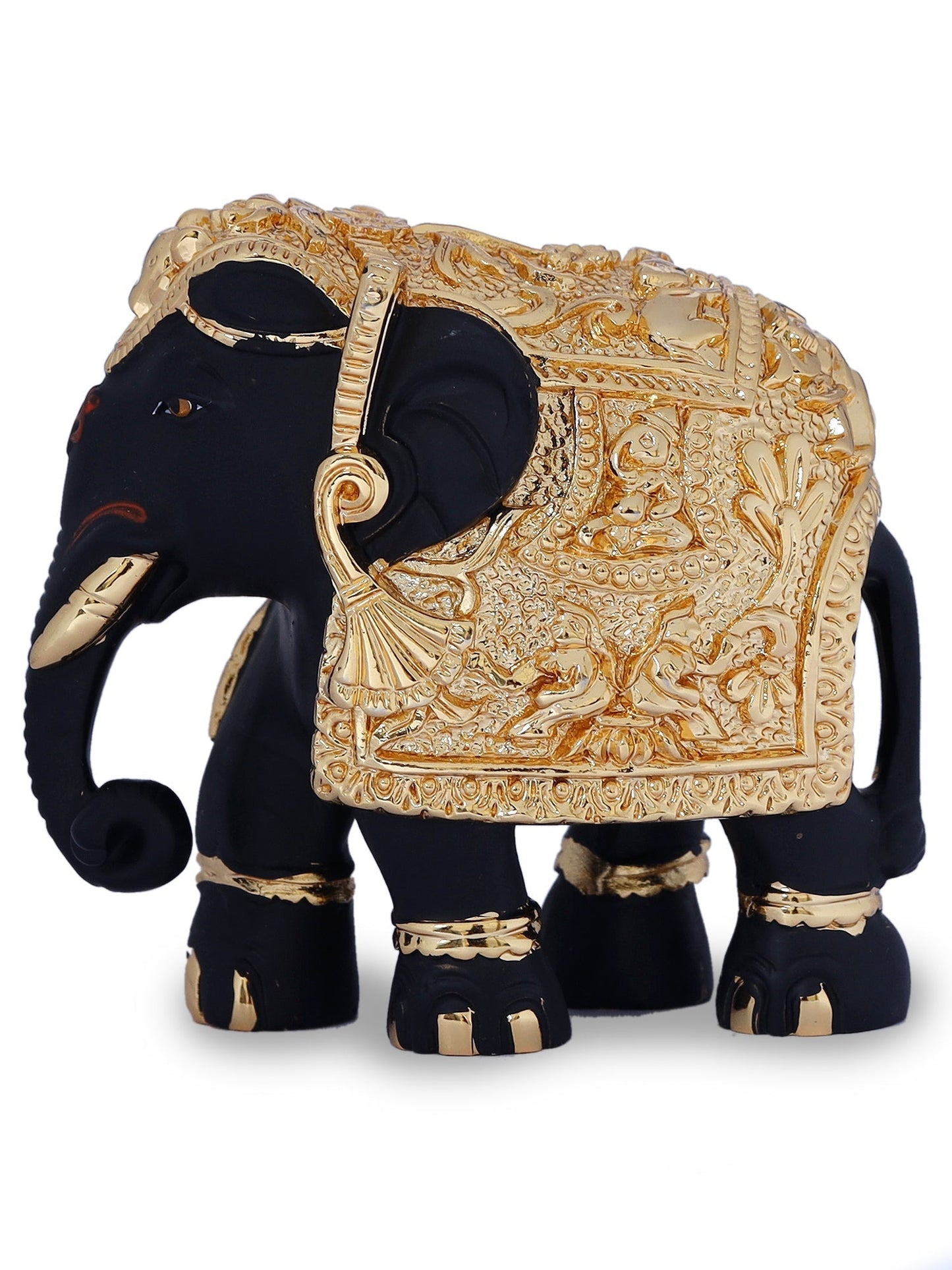 Pair of Gold Plating Resin Black Elephant