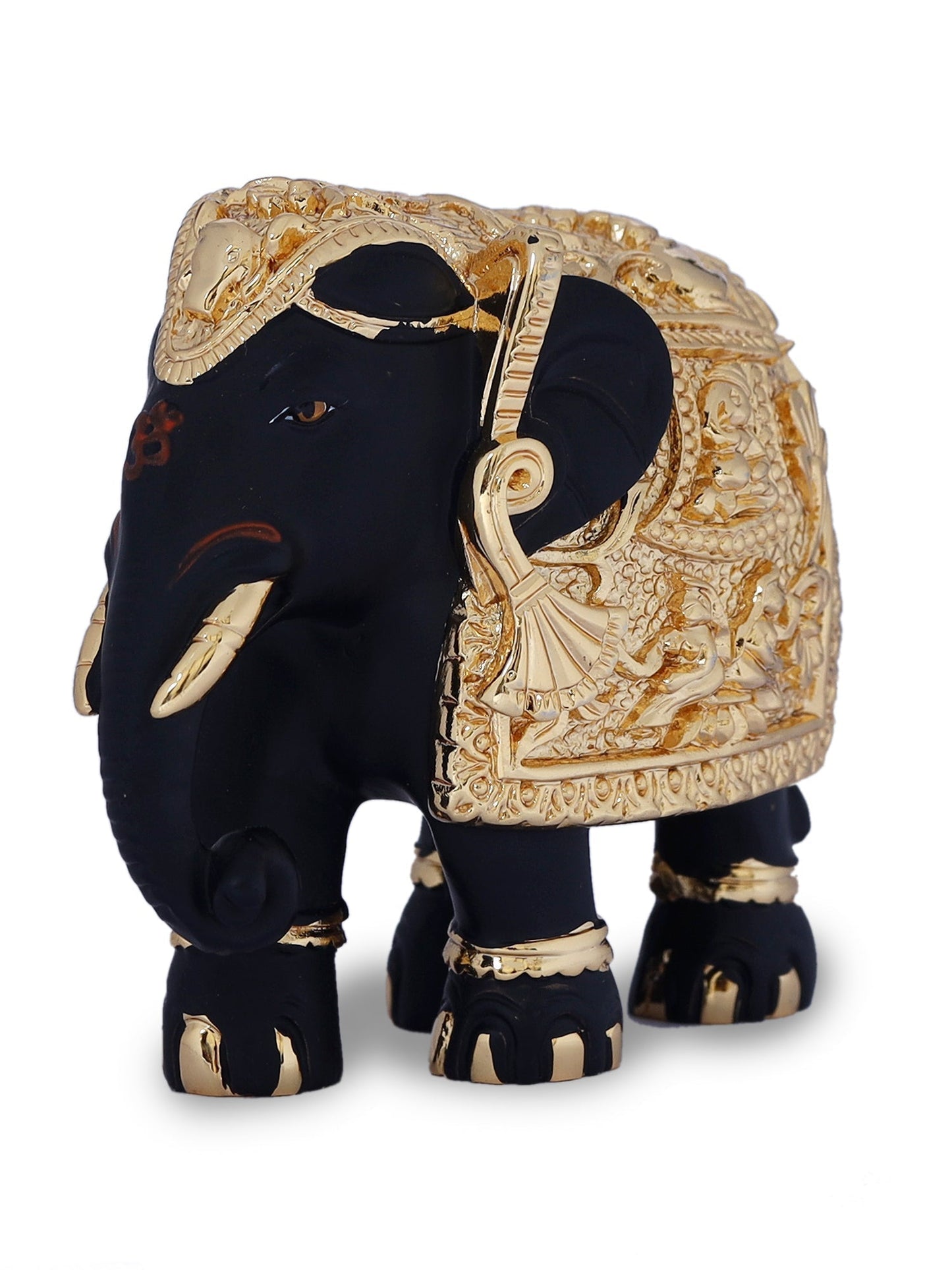 Pair of Gold Plating Resin Black Elephant