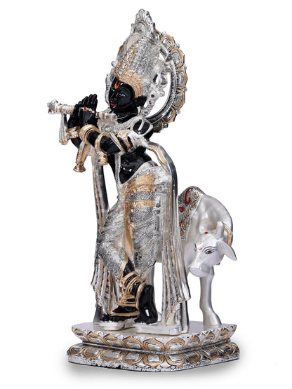 Brass Black Krishna Ji Made In Silver Plating