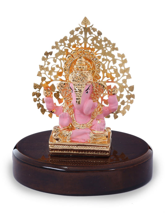 Ganesha Made In Gold Plating Resin Base Material with Pink Dhoti