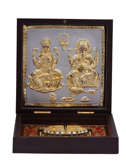 Charn Paduka Made In Gold Foiling Of Ganesh Laxmi