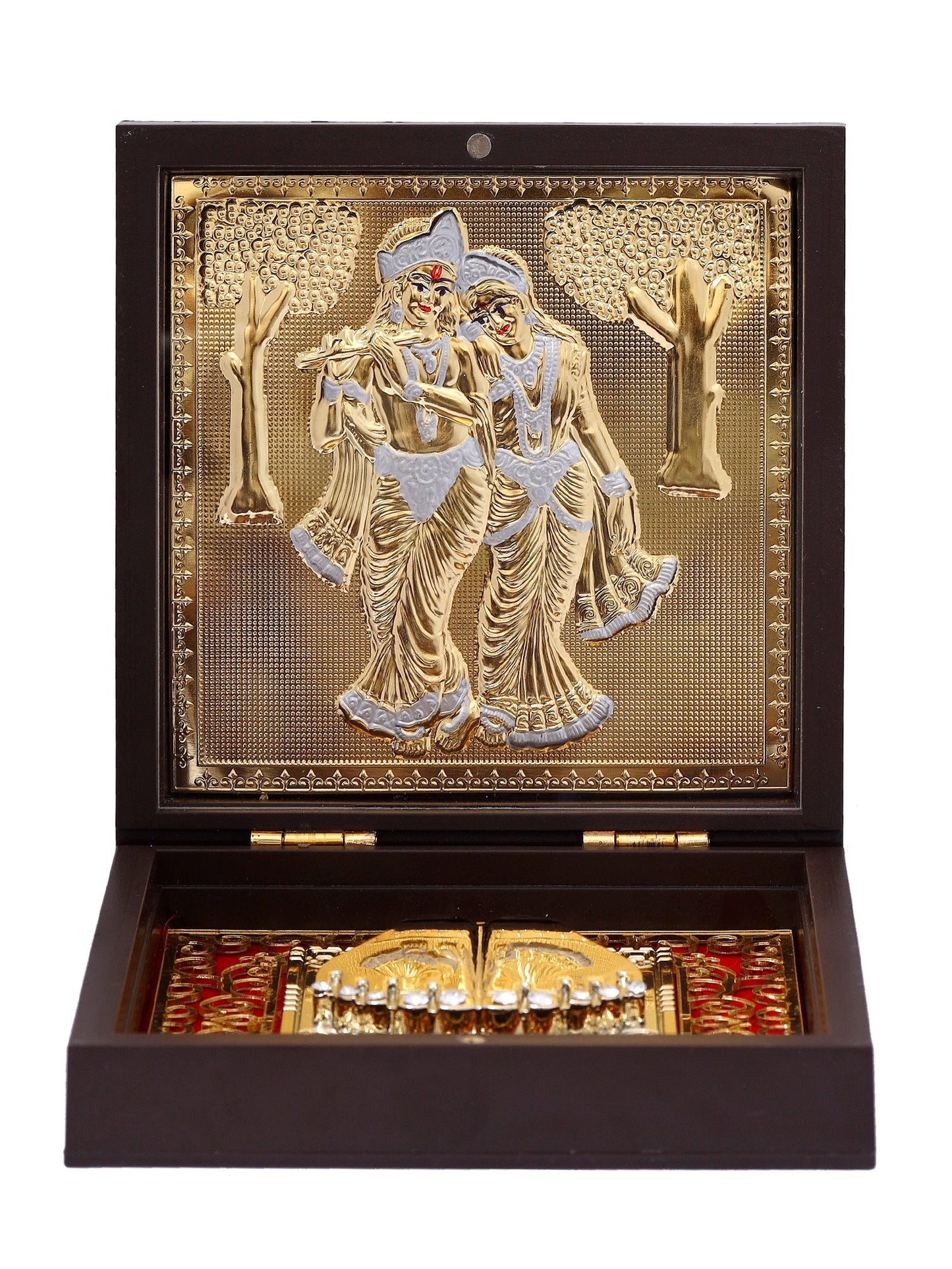 Charan Paduka Made In Gold Foiling Of Shri Krishna Radha