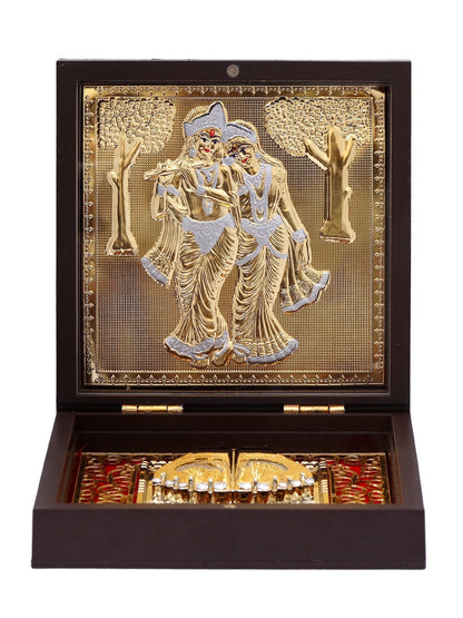 Charan Paduka Made In Gold Foiling Of Shri Krishna Radha