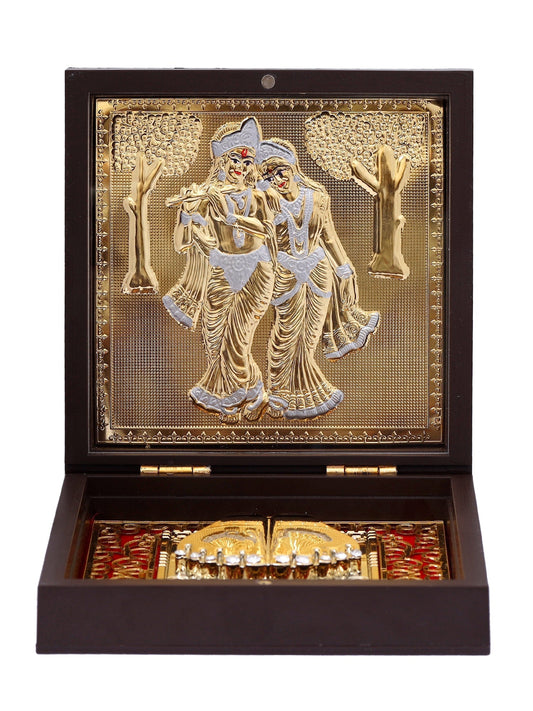 Charan Paduka Made In Gold Foiling Of Shri Krishna Radha