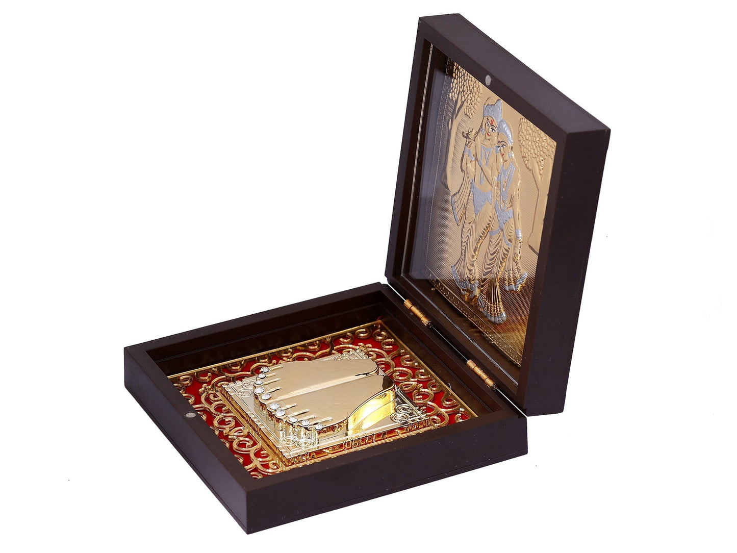 Charan Paduka Made In Gold Foiling Of Shri Krishna Radha