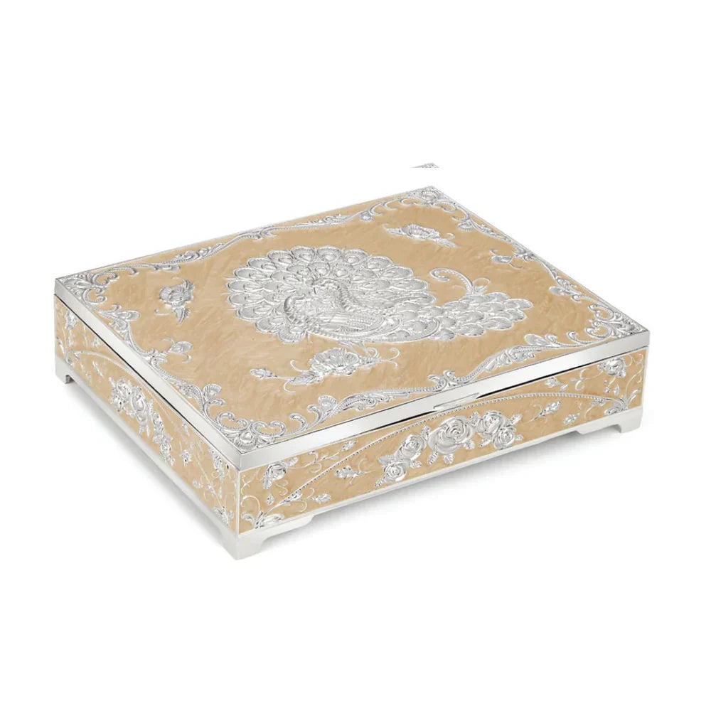 peacock dry fruit box- Peach (Four Partition)