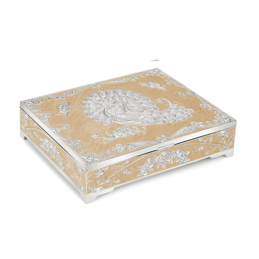 peacock dry fruit box- Peach (Four Partition)