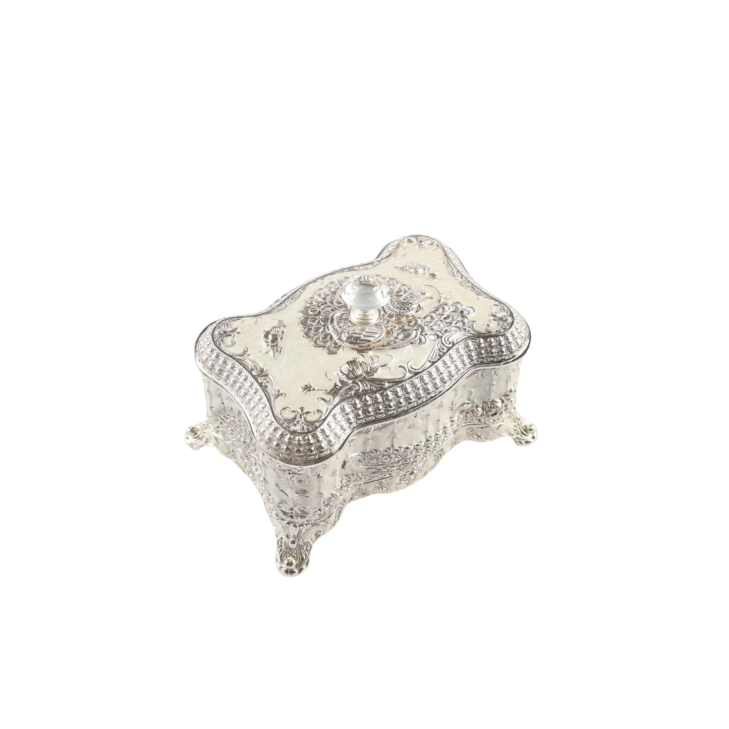Jewelry Box with Crystal Lid Small - White