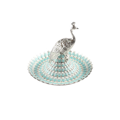 Peacock platter with silver plating