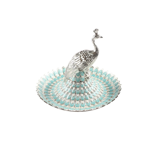 Peacock platter with silver plating