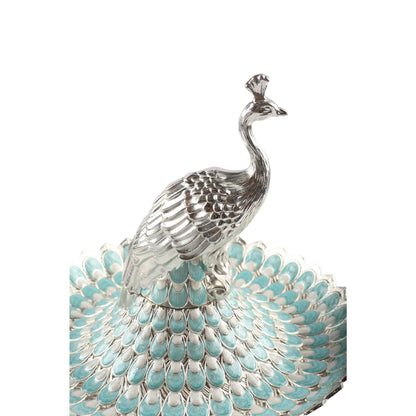 Peacock platter with silver plating