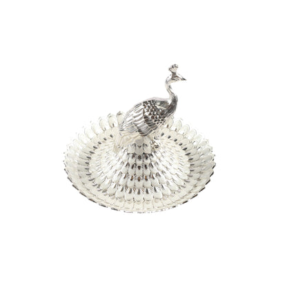 Peacock platter with silver plating