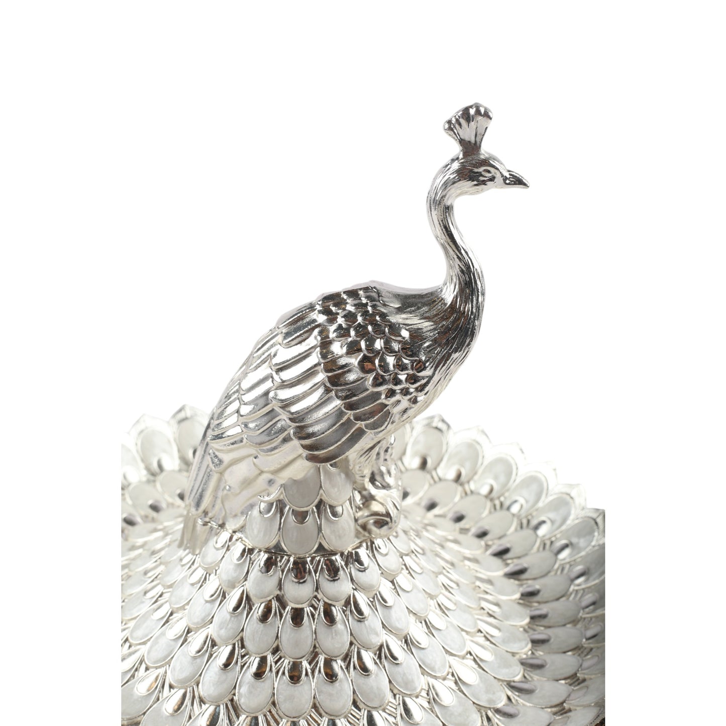 Peacock platter with silver plating