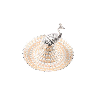 Peacock platter with silver plating