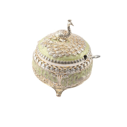 Peacock on top Sugar Pot – Enamel Finish