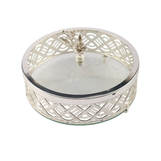 Silver Plated Round Dry Fruit Box - Large