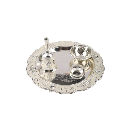 Elegant Silver-Plated Pooja Thali Set