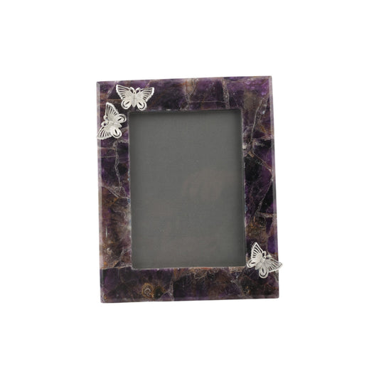 Amethyst Photo Frame with Silver Plated Butterfly