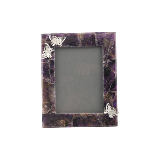 Amethyst Photo Frame with Silver Plated Butterfly