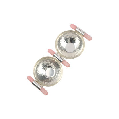 Silver-Plated Bowl Set with Rose Quartz Handles