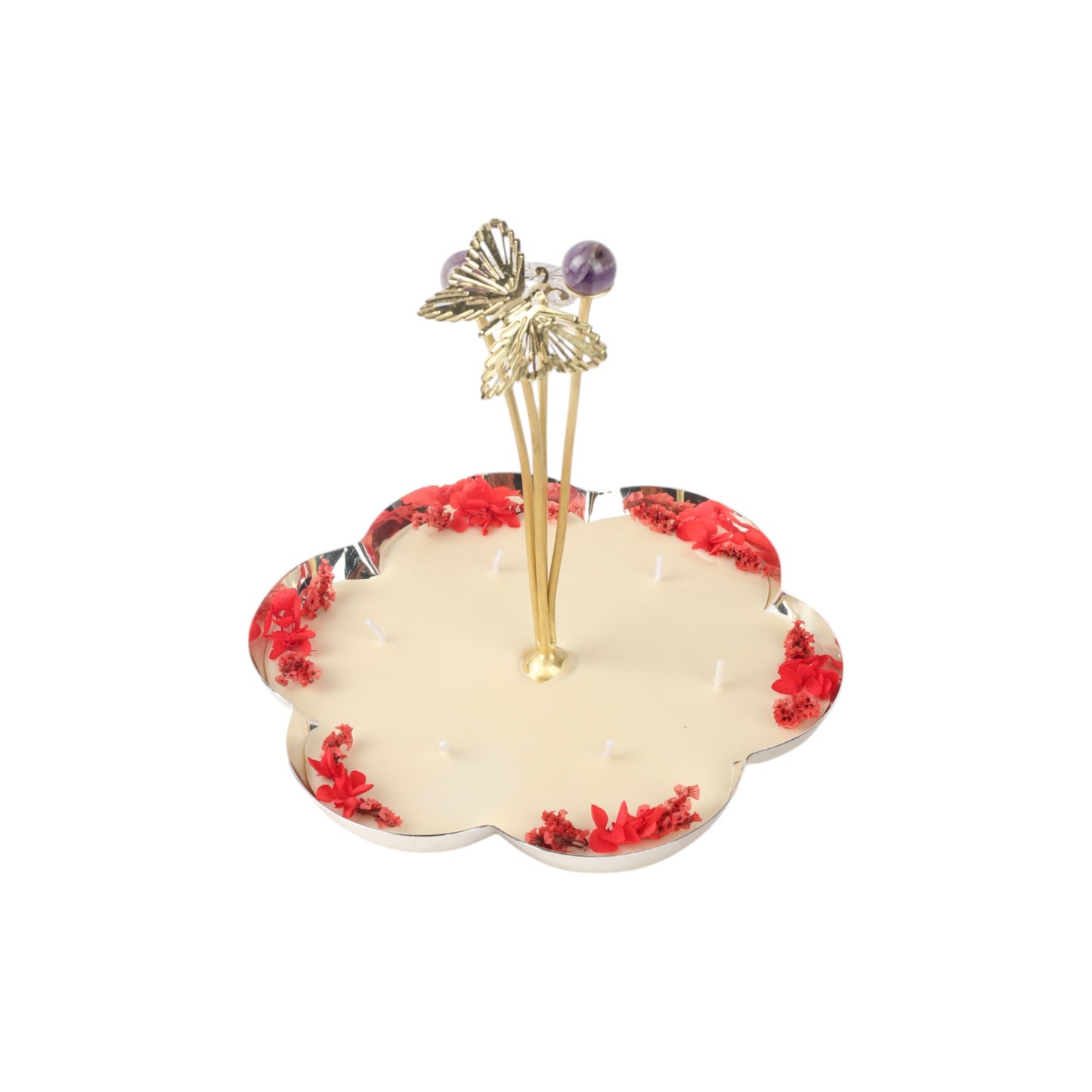 Silver Plated Resin Platter with Candle