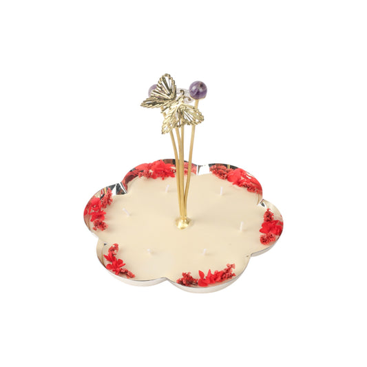 Silver Plated Resin Platter with Candle