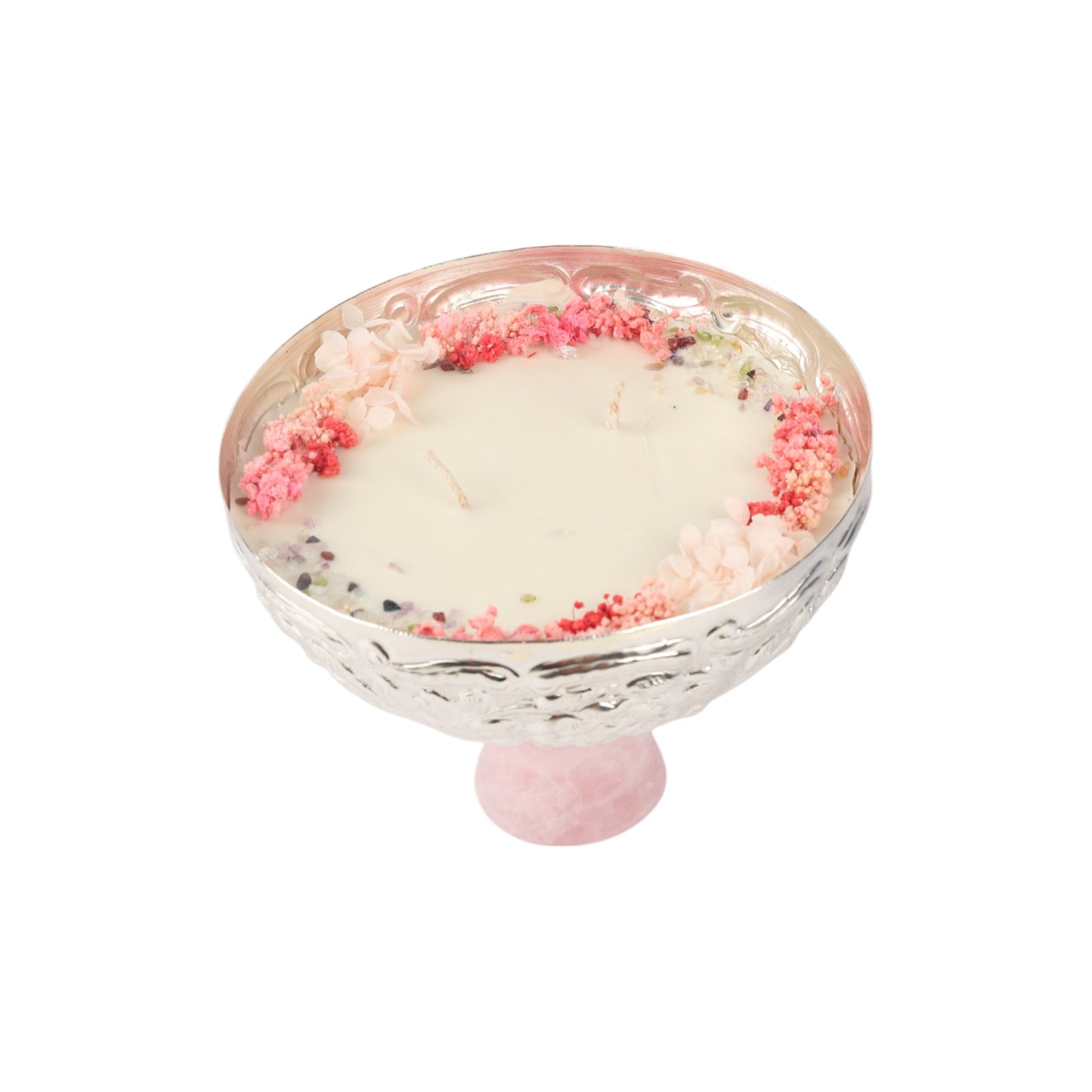 Silver Plated Candle Bowl Stand with Resin Base