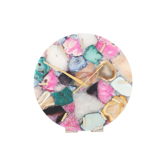 Mix Agate Round Clock