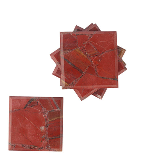 Red Stone Square Coaster Set