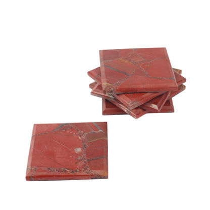 Red Stone Square Coaster Set