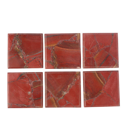 Red Stone Square Coaster Set