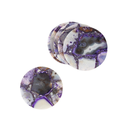 Purple Agate Round Coaster Set