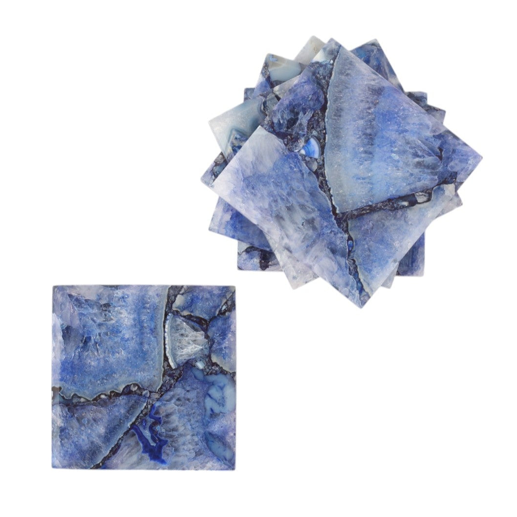 Blue Agate Square Coaster Set