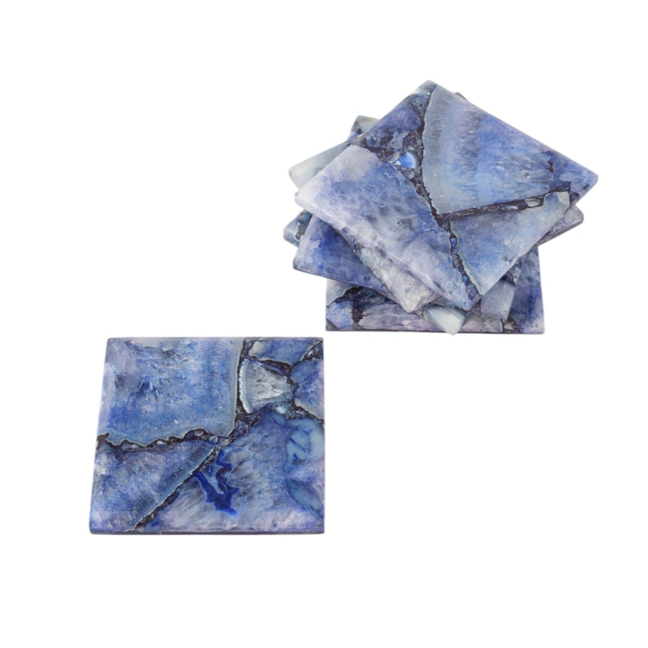 Blue Agate Square Coaster Set