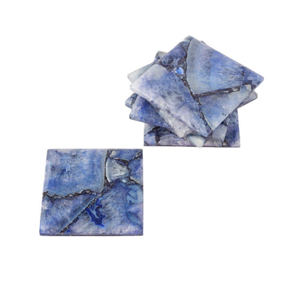 Blue Agate Square Coaster Set