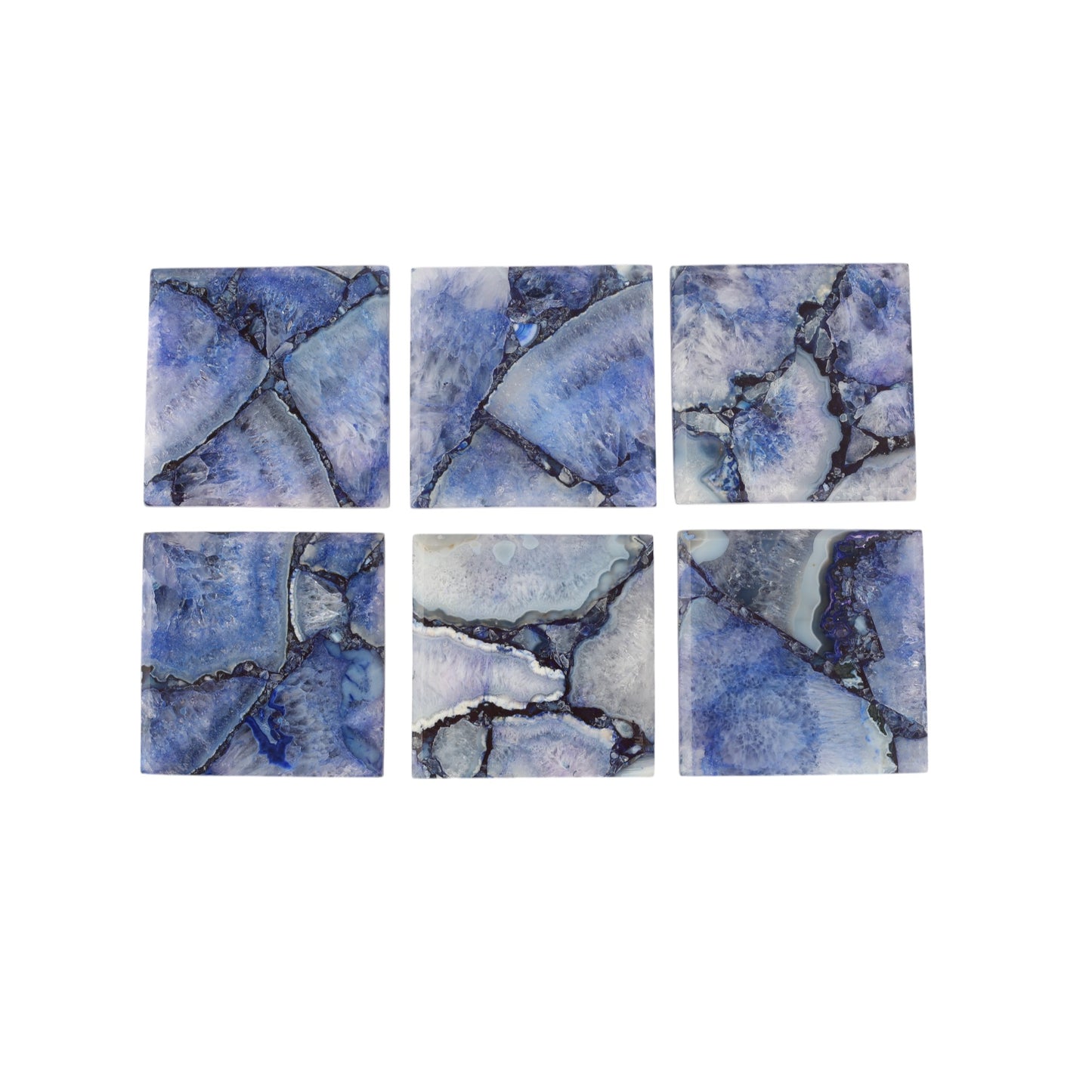 Blue Agate Square Coaster Set