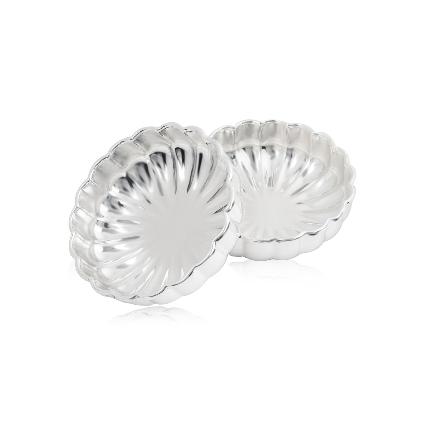 Fluted Design Silver Bowls Set of 2
