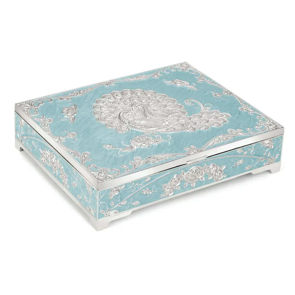 peacock dry fruit box- Blue (Four Partition)