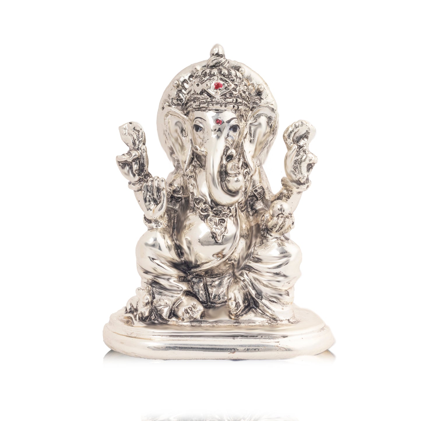 Silver Plated Singhasan Ganesha