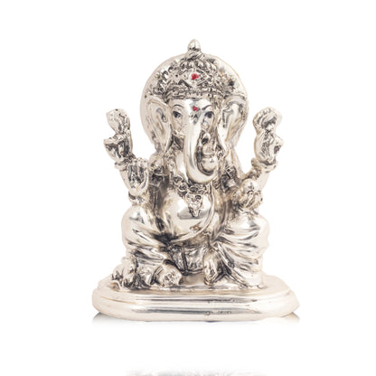 Silver Plated Singhasan Ganesha