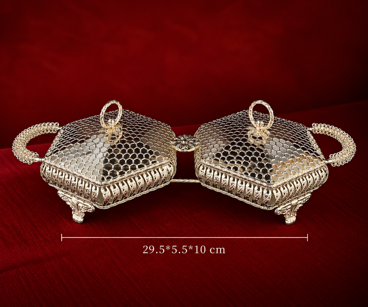 Silver Plated Hexagon Bowl Set