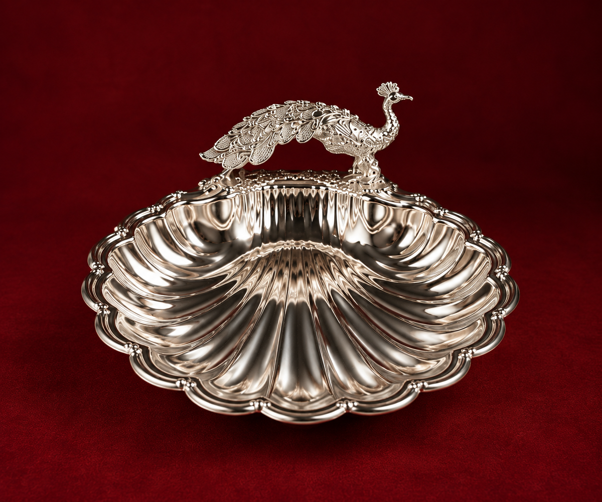 Peacock Silver-Plated Serving Platter white colour