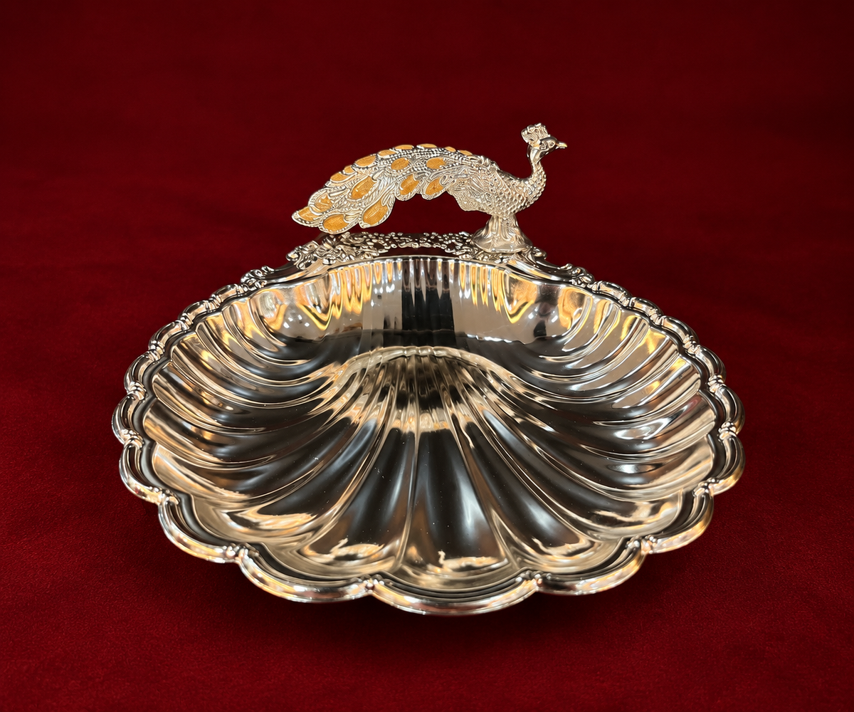 Peacock Silver-Plated Serving Platter peach colour