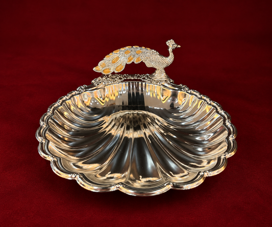Peacock Silver-Plated Serving Platter peach colour
