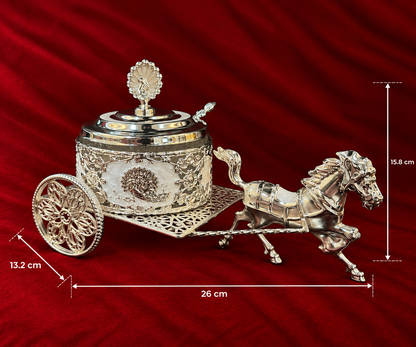 Royal Peacock pankh Horse Cart Serving Bowl white enamel
